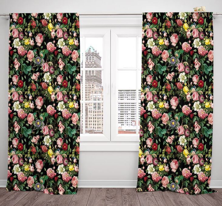 Závěsy dekorační tištěné 2x140x250cm - Flowers