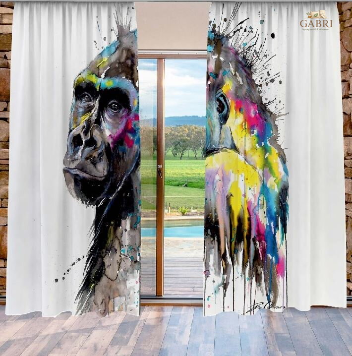 Zatemňovací závěsy tištěné black out 2x140x250cm - Gorila art