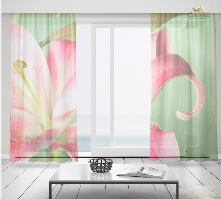 Záclony s 3D potiskem 2x150x250cm - Květ