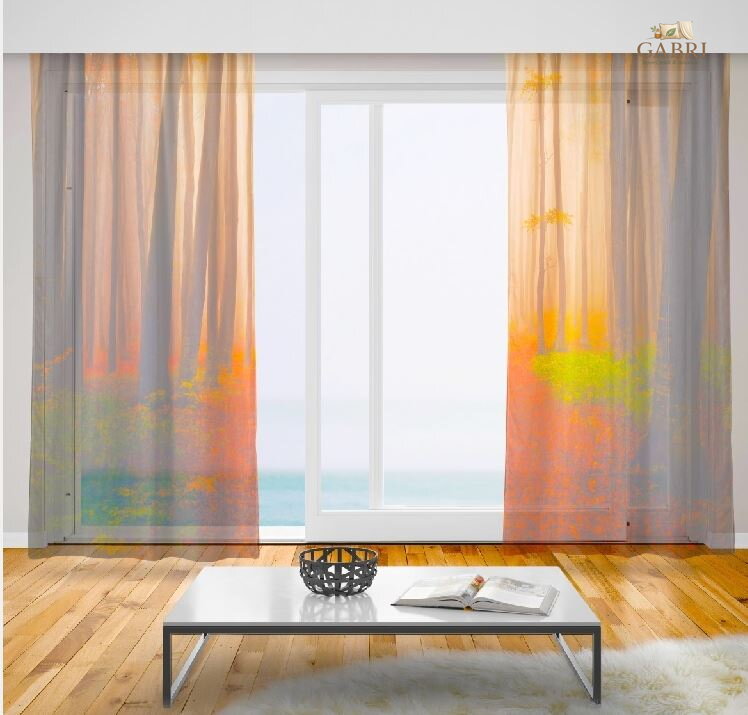 Záclony s 3D potiskem 2x150x250cm - Les na podzim