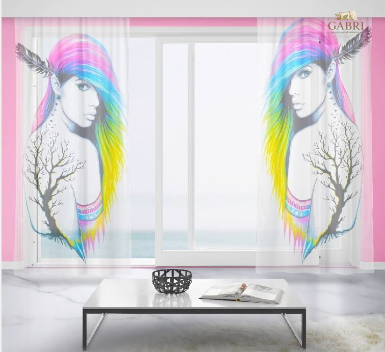Záclony s 3D potiskem 2x150x250cm - Miss art