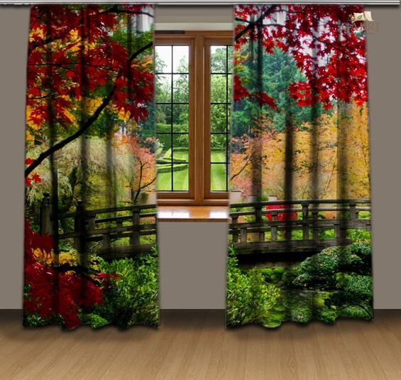 Zatemňovací závěsy tištěné black out 2x140x250cm - Podzimní park