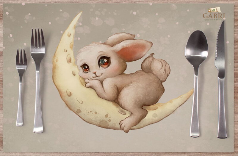  Prostírání na stůl dětské -  Rabbit on the moon
