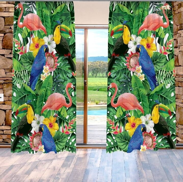 Zatemňovací závěsy tištěné black out 2x140x250cm - Tropical