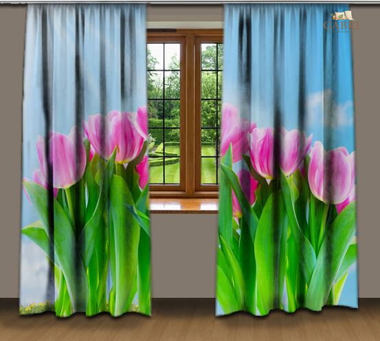 Závěsy dekorační tištěné 2x140x250cm - Tulipány