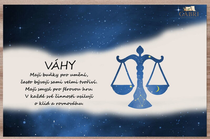 Prostírání Váhy (23.9. - 22.10.) - modré