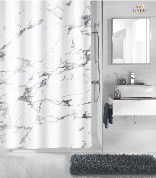 Koupelnový textilní závěs - Marble antrazit ( více rozměrů ) 2026