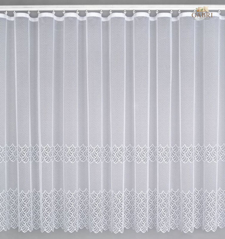 Žakárová záclona bílá s bordurou -  A3964  ( více rozměrů )