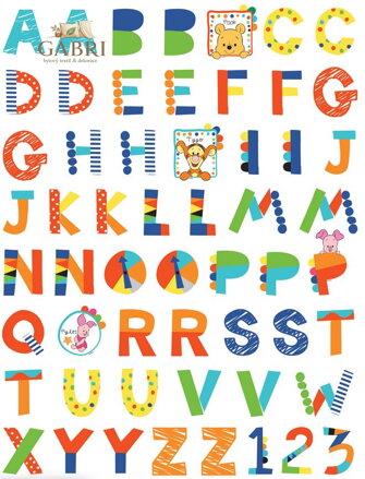 Samolepící dekorace dětská Disney Medvídek Pů abeceda - DK 891-2025