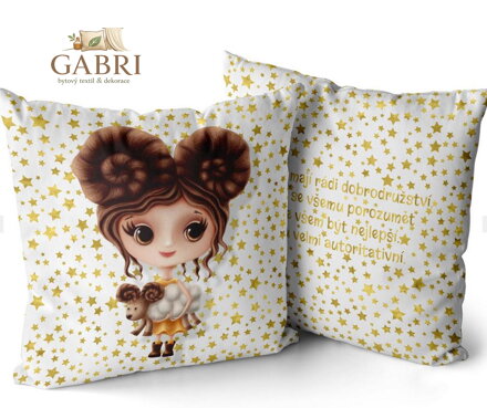 Polštářek se znamením zvěrokruhu 40x40cm pro děti – Beran (21.3. - 20.4.)