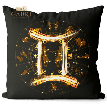 Polštářek se znamením zvěrokruhu 40x40cm - Blíženci (22.5. - 21.6.)