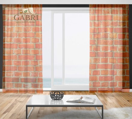 Záclony s 3D potiskem 2x150x250cm - Cihly