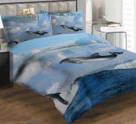 Povlečení z moderního materiálu Interlock fototisk 3D efekt - Delfín