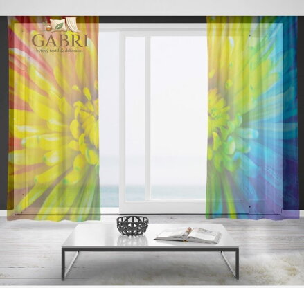Záclony s 3D potiskem 2x150x250cm - Duhový květ