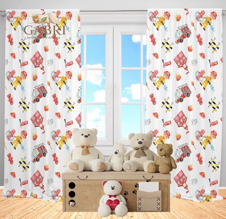 Závěsy zatemňovací blackout dětské 2x140x250cm - Baby hasič