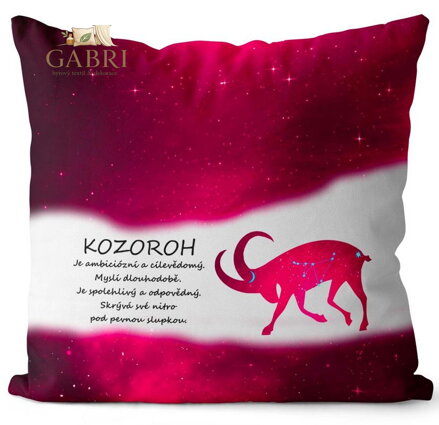 Polštářek se znamením zvěrokruhu 40x40cm - Kozoroh (22.12. - 20.1.) červený