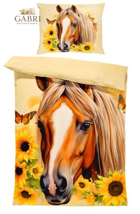 Povlečení z moderního materiálu Interlock fototisk 3D efekt - Kůň a slunečnice