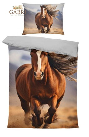 Povlečení z moderního materiálu Interlock fototisk 3D efekt - Kůň v horách