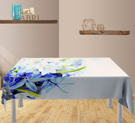 Ubrus s efektem 3D - Modré a bílé květy  více rozměrů