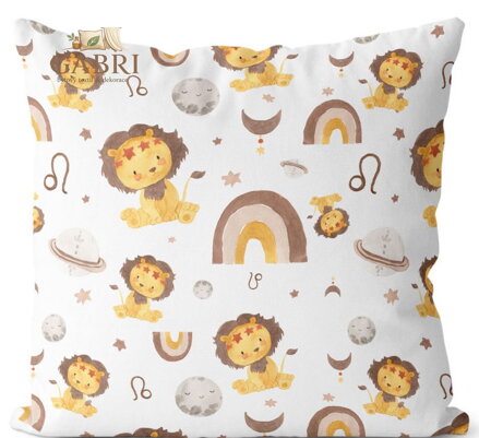 Polštářek se znamením zvěrokruhu 40x40cm - Watercolor – Lev (23.7. - 22.8.)