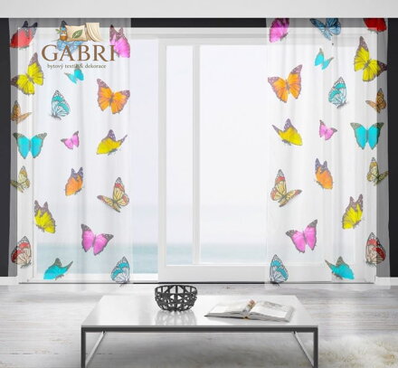 Záclony s 3D potiskem 2x150x250cm - Motýlci