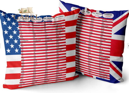 Polštářek naučný s potiskem - Nepravidelná slovesa angličtina