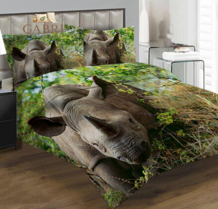 Povlečení z moderního materiálu Interlock fototisk 3D efekt - Nosorožec