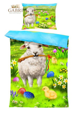 Povlečení z moderního materiálu Interlock fototisk 3D efekt - Velikonoční ovečka