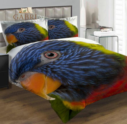 Povlečení z moderního materiálu Interlock fototisk 3D efekt - Barevný papoušek