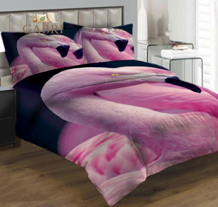 Povlečení z moderního materiálu Interlock fototisk 3D efekt - Plameňák