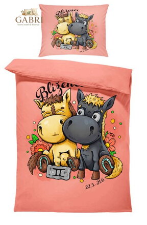 Povlečení z moderního materiálu Interlock fototisk 3D efekt - Koňská znamení Blíženci