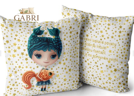 Polštářek se znamením zvěrokruhu 40x40cm - Znamení pro děti Ryby (21.2. - 20.3.)