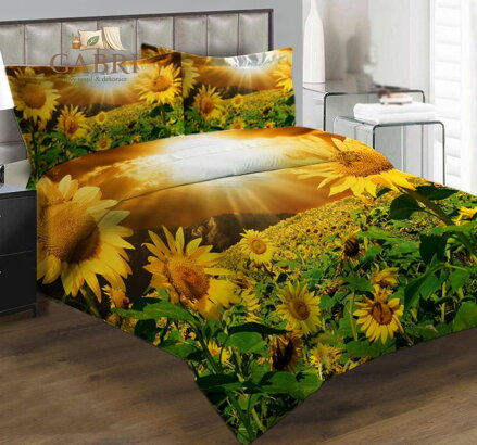 Povlečení z moderního materiálu Interlock fototisk 3D efekt - Slunečnicové pole