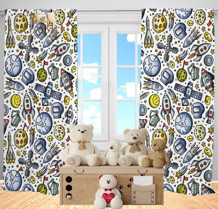  Závěsy zatemňovací blackout dětské 2x140x250cm - Space