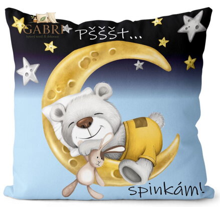Polštářek Pšššt spinkám – modrá