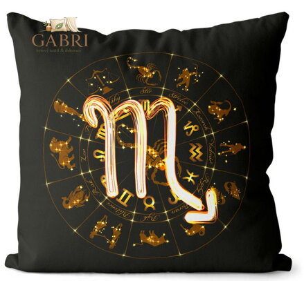 Polštářek se znamením zvěrokruhu 40x40cm - Symbol znamení – Štír (23.10. - 22.11.)