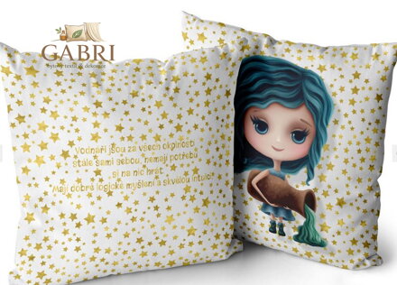 Polštářek se znamením zvěrokruhu 40x40cm - Znamení pro děti Vodnář (21.1. - 20.2.)