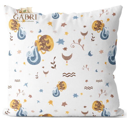 Polštářek se znamením zvěrokruhu 40x40cm - Watercolor Vodnář (21.1. - 20.2.)