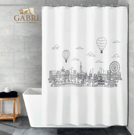  Koupelnový závěs Peva 180x200cm - Wonderland 185 bílá/černá 2026