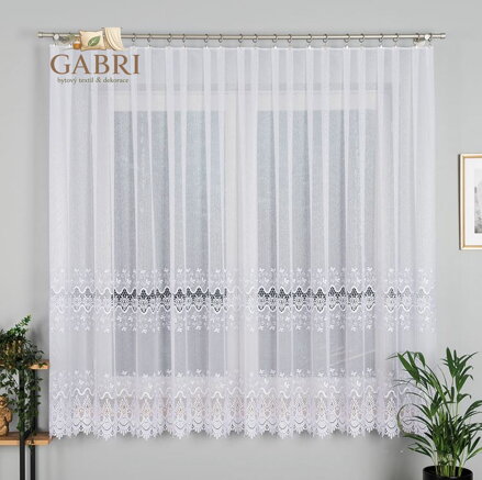 Metrážové záclony s aplikací na markizetě bílé Gabri-008103-2025
