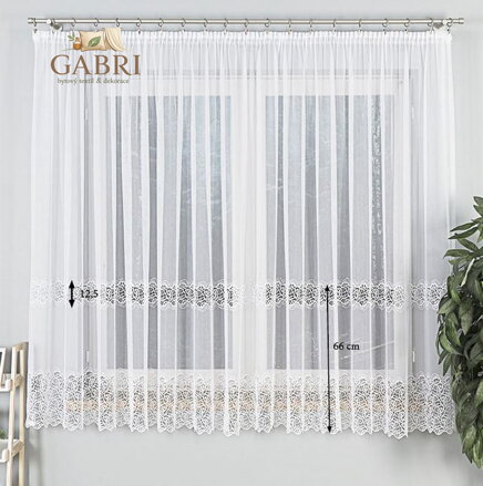 Metrážové záclony s aplikací bílé Gabri-009154-2025