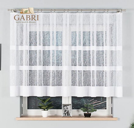 Metrážové záclony žakárové bílé s pasy Gabri-018352-2026