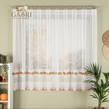 Metrážová záclona žakárová bílá s barevným motivem výška 160cm Gabri-007973/621