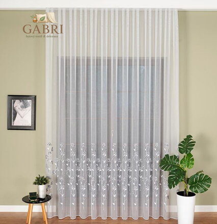Metrážová záclona bílá/tmavě šedá vyšívaná výška 285cm Gabri-FH0031/768/003/000285/1-2026