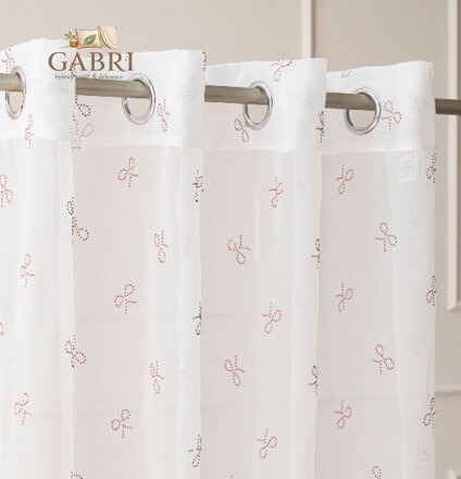 Voál kusová s diamantovými červenými mašlemi na kroužky 140x250cm Gabri-Ribbon/002-2026