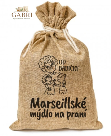 Marseillské mýdlo na praní vločky v jutovém pytlíku 