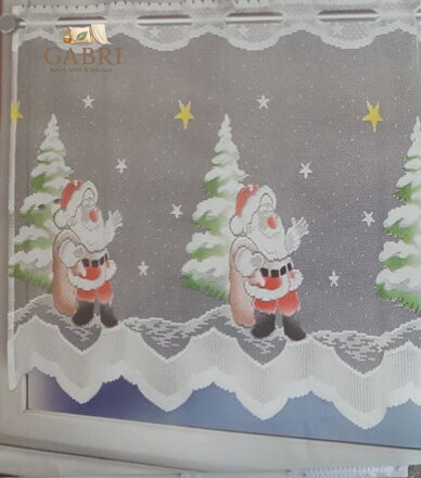 Záclona kusová vánoční vitrážka 45x125cm - Santa Claus SKLADEM