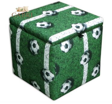  Taburet s úložným prostorem kostka Fotbal zelený
