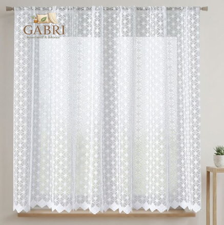 Žakárová záclona bílá v metráži se vzorem - A3459 ( více rozměrů )