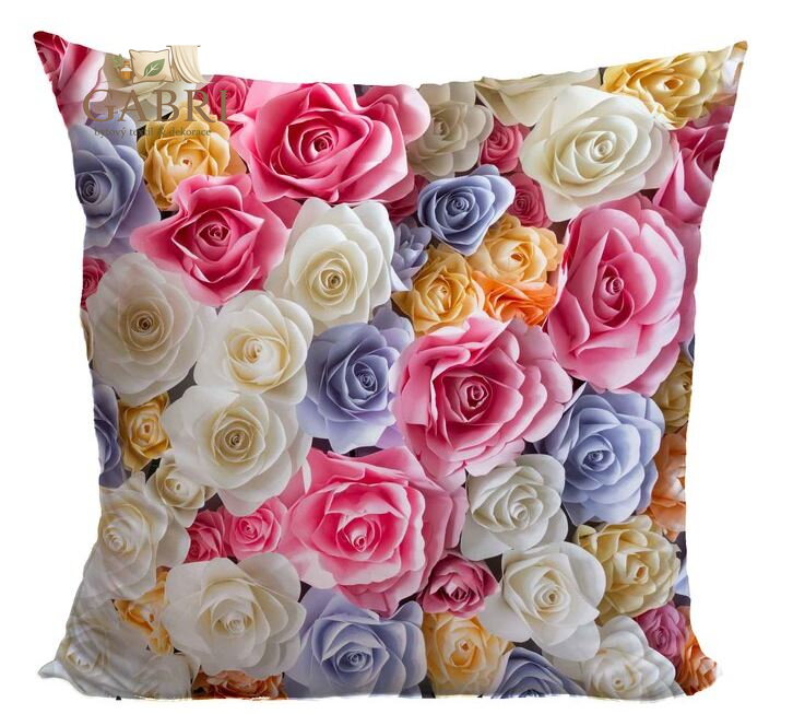 Fotopolštářek 40x40cm s efektem 3D - Barevné růže